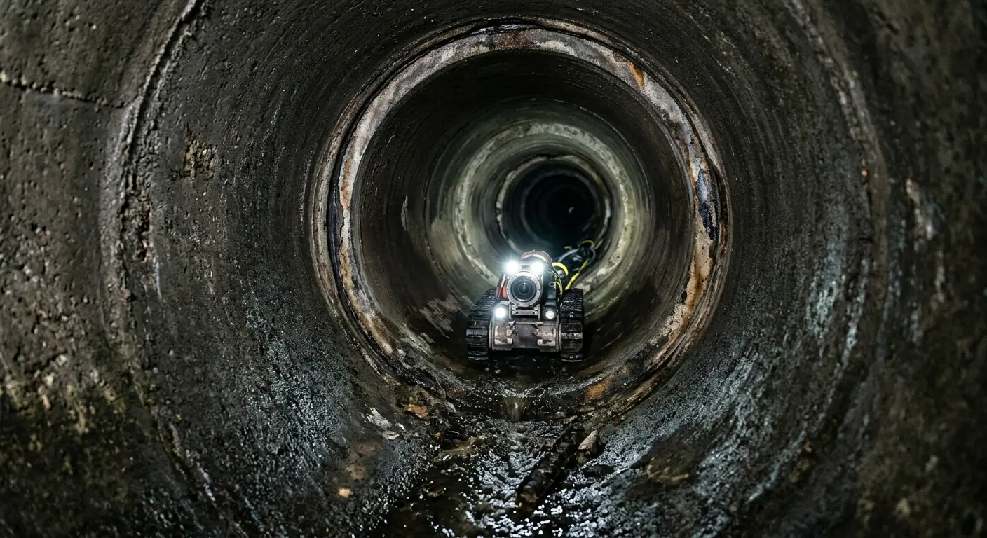 Robotic sewer camera inspecting pipe interior for Drain Snake Service in Moses Lake